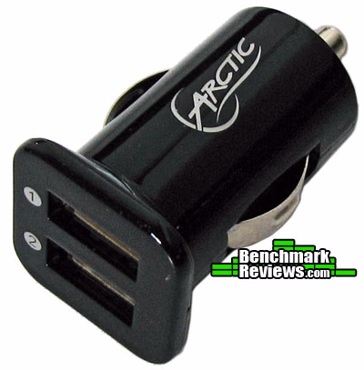 Arctic Dual USB Car Charger, angle view