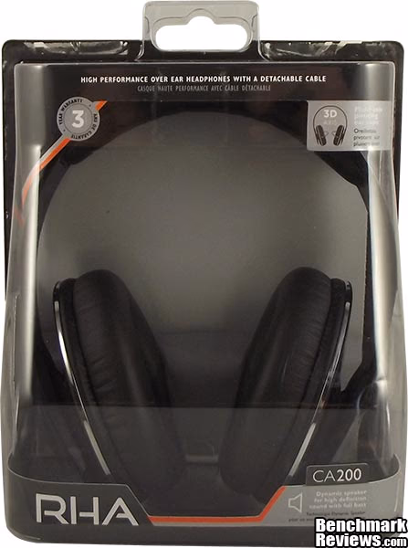 RHA CA 200 Black Headphones, box