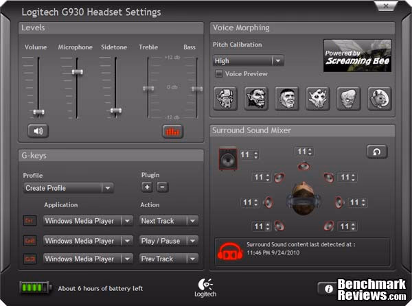 Logitech G930 Configurator, main
