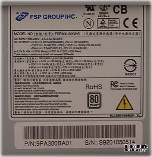 SilverStone SG06 PSU, label