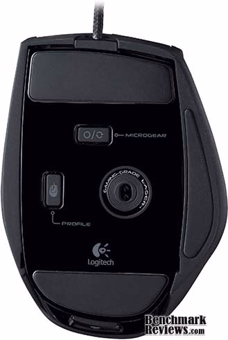 Logitech G9x Gaming Mouse, bottom view