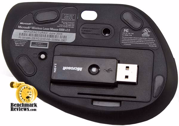 Microsoft Wireless Laser Desktop 6000 Mouse, bottom view