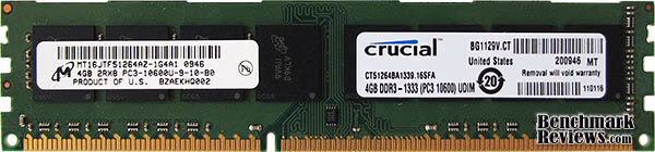 Crucial 4GB DDR3 Memory Module, front view