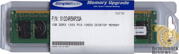 SimpleTech PC3-10600 S1024R5NP2QA DDR3 1333MHz CL9 2x1GB RAM kit