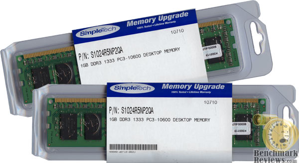 SimpleTech PC3-10600 S1024R5NP2QA DDR3 1333MHz CL9 2x1GB RAM kit