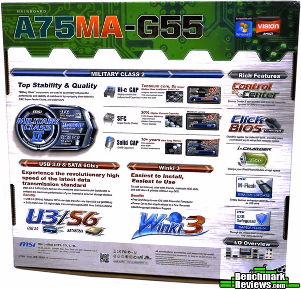 MSI A75MA G55 Box, back view