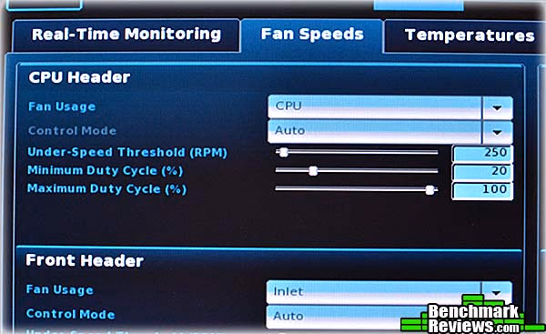 Intel dz77GA 70K Bios Cooling Fans, detail
