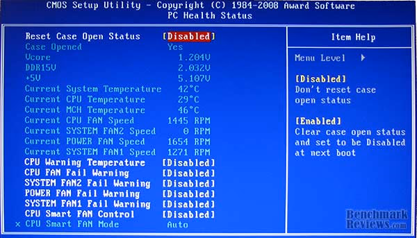 GA EP45T EXTREME BIOS PC Health Status