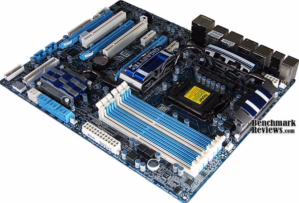 Gigabyte P55A UD6 Motherboard DDR3, corner view