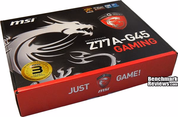 MSI Z77A G45 Gaming Motherboard Box, angle view