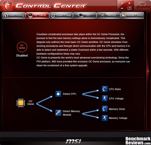 MSI Z77A G45 Gaming Motherboard Control Center