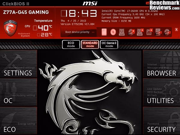 MSI Z77A G45 Gaming Motherboard UEFI, main