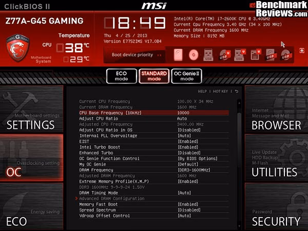 MSI Z77A G45 Gaming Motherboard UEFI OC