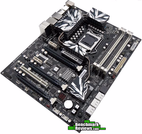 ECS ELITEGROUP P55H AK Motherboard Bottom, angle view