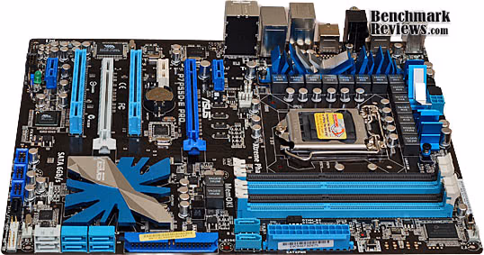 ASUS P7P55D E Pro Motherboard Front, angle view