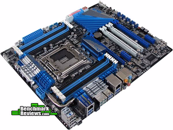 ASUS P9X79 Deluxe Motherboard Angle IO