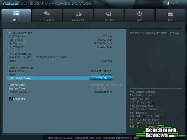 ASUS TUF Sabertooth X79 UEFI BIOS, main