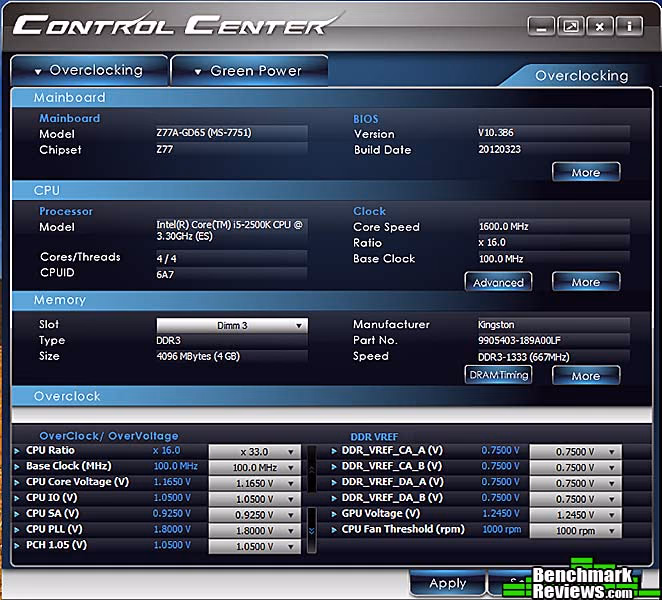 MSI z77a gd65 Control Center