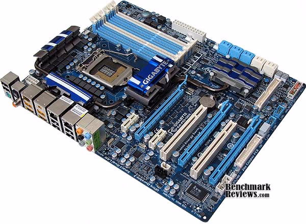 Gigabyte Ga p55 ud6 Motherboard Bottom Io, corner view