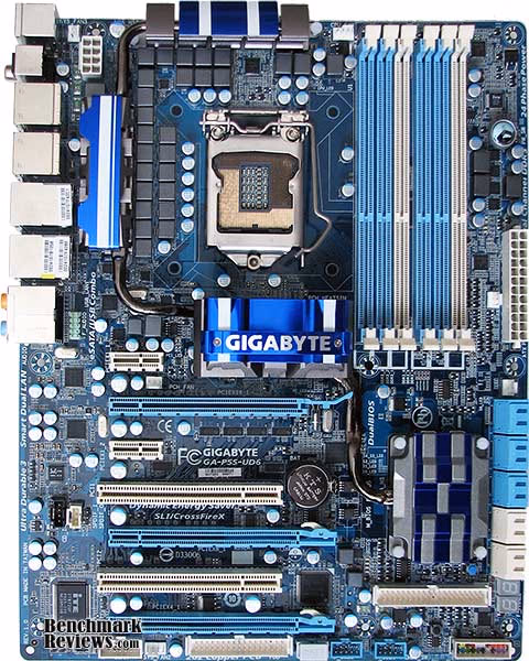 Gigabyte Ga p55 ud6 Motherboard, top view