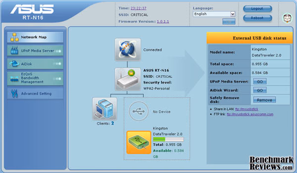 ASUS RT N16 Wireless N Router Network Map, screen