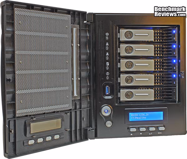 Thecus N5550 NAS Server Front Door Lights On
