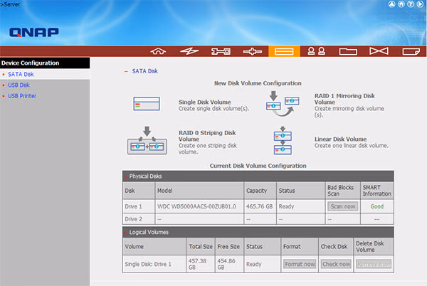 QNAP Web Hddsetup