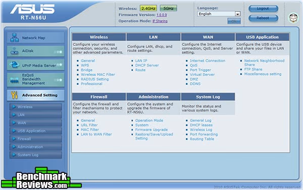 ASUS RT N56U Dual Band Wireless N Gigabit Router Menu