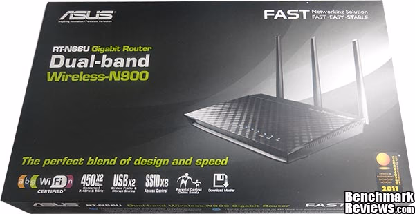ASUS RT N66U Dual Band Wireless N900 Gigabit Router, box