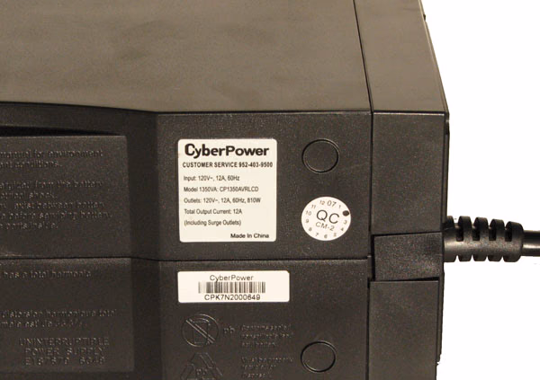 CyberPower CP1350AVRLCD Bottom View