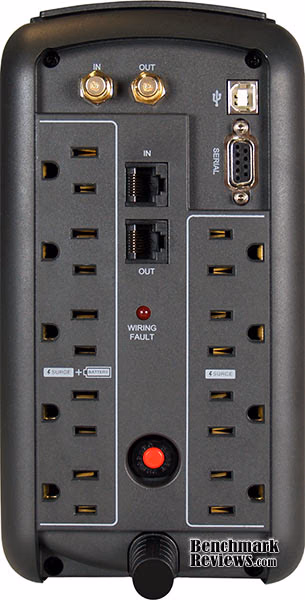 CyberPower UPS Battery Backup CP1000AVRLCD, back view