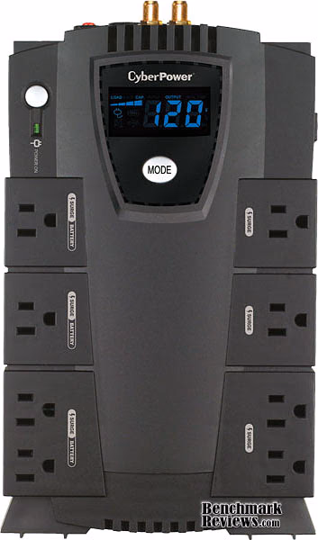 CyberPower UPS Battery Backup CP825AVRLCD, top view