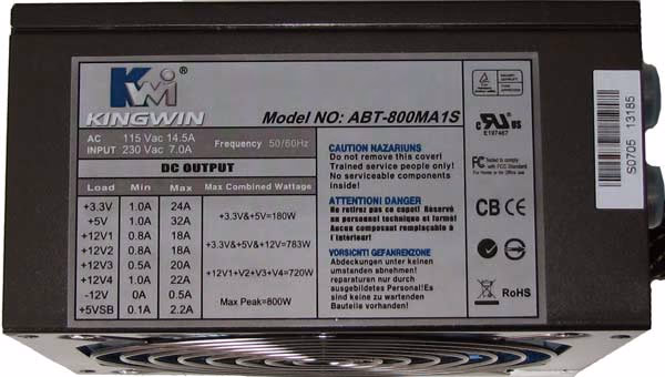 Kingwin Mach 1 ABT-800MA1S 800W Modular PSU