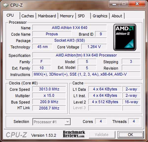 Athlon II X4 640 CPUZ