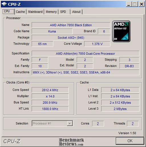 AMD Athlon x2 Kuma 7850 Cpuz