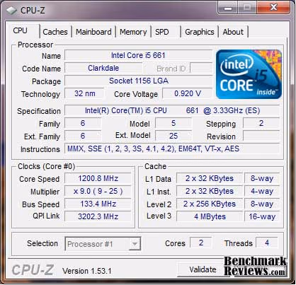 Intel Core i5 661 Cpuz