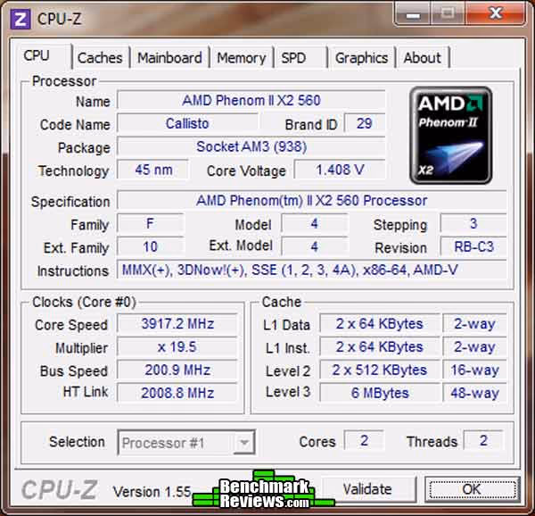 Phenom II X2 560BE CPUZ OC NoOV