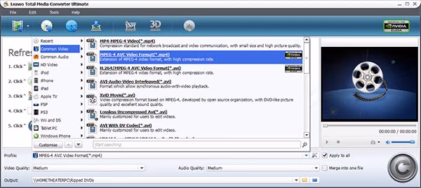 Leawo TotalMedia Convert Menu
