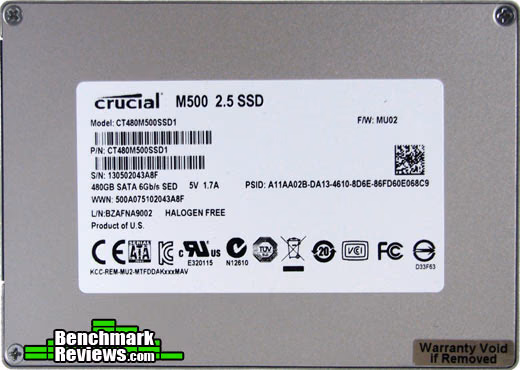 Crucial M500 Solid State Drive, bottom view