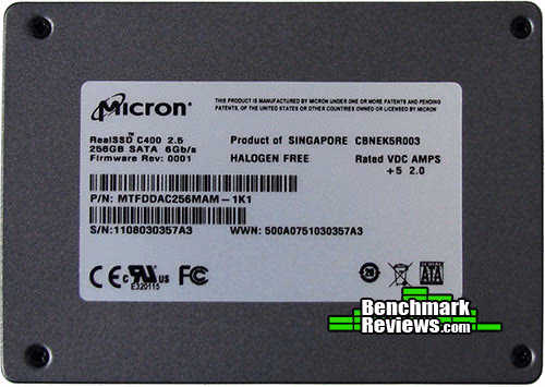 Crucial RealSSD C400 Micron m4 SSD, bottom view