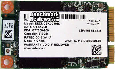 Intel 525 SSD mSATA Solid State Drive, bottom view