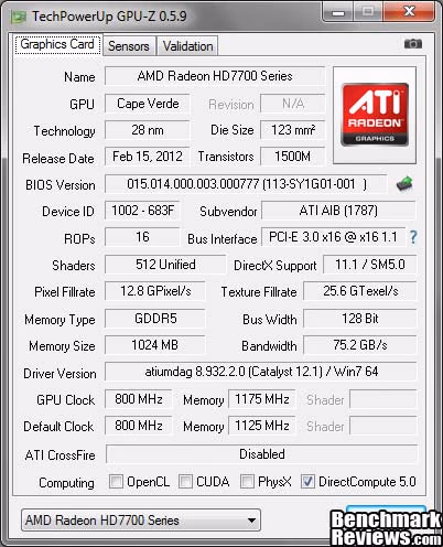 HIS Radeon HD7750 iCooler 1GB Video Card GPU Z, main