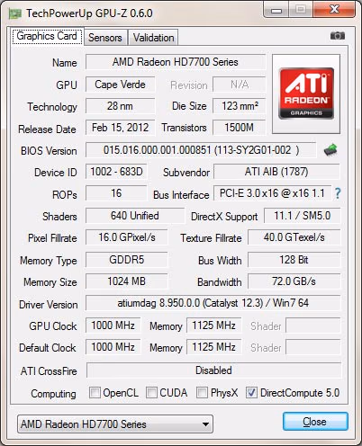 HIS HD7770 iCooler 1GB GPU Z, main