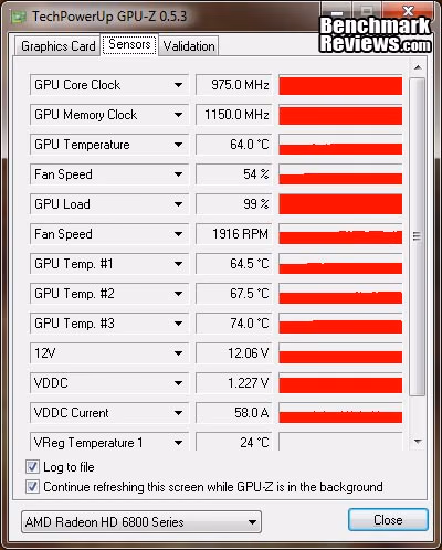 HIS HD6870 IceQ GPU Z Sensors Load
