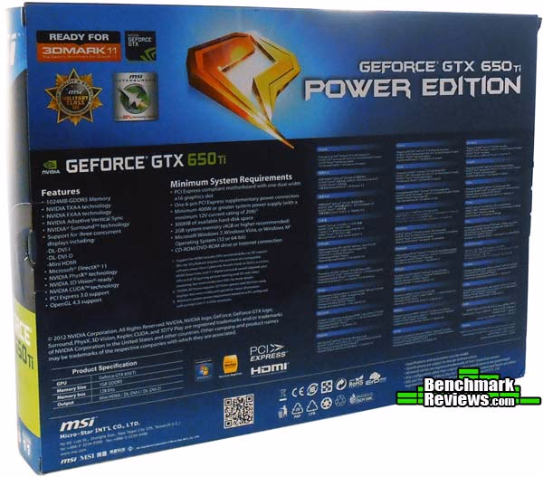 MSI GTX 650Ti Power Box, back view