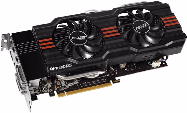 ASUS GeForce GTX 660Ti DirectCU II TOP, angle view