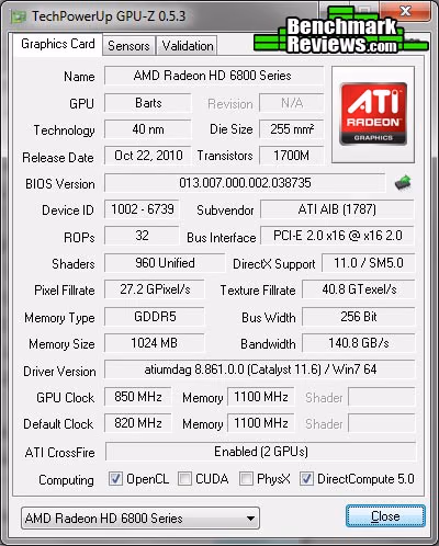 AMD Radeon HD6850 CrossFire GPU Z