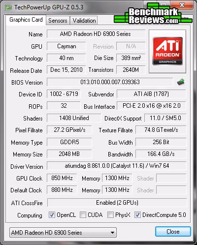 AMD Radeon HD6950 CrossFire GPU Z